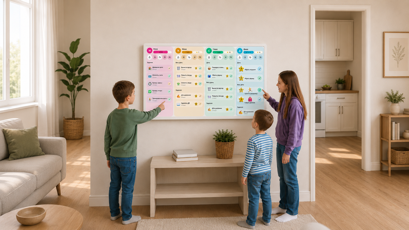 FamilyBoard на настенном семейном экране